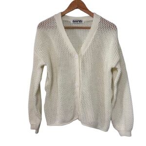 One Eleven North Cream Open Weave Chunky Knit Cardigan Size M